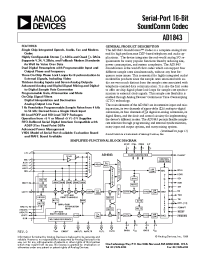 Datasheet AD1843 manufacturer Analog Devices