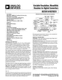 Datasheet AD2S81 manufacturer Analog Devices