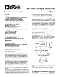 Datasheet AD5171BRJ100-R2 manufacturer Analog Devices