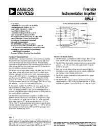 Datasheet AD524AE manufacturer Analog Devices