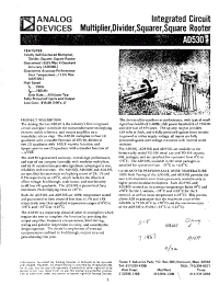 Datasheet AD530 manufacturer Analog Devices