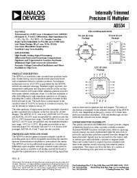 Datasheet AD534JD manufacturer Analog Devices