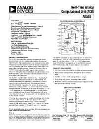 Datasheet AD538A manufacturer Analog Devices