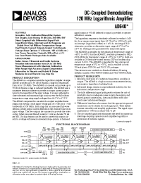 Datasheet AD640 производства Analog Devices