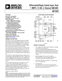 Datasheet AD7265BCPZ-REEL manufacturer Analog Devices