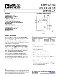 Datasheet AD7273BUJZ-REEL7 manufacturer Analog Devices
