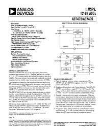 Datasheet AD7475AR manufacturer Analog Devices