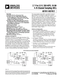 Datasheet AD7811YR manufacturer Analog Devices