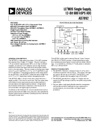 Datasheet AD7892A-1 manufacturer Analog Devices