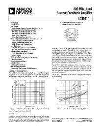 Datasheet AD8011A manufacturer Analog Devices