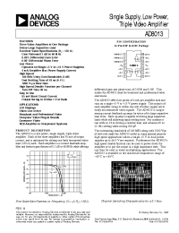 Datasheet AD8013AR-14-REEL manufacturer Analog Devices