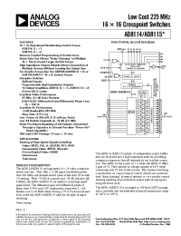 Datasheet AD8114AST manufacturer Analog Devices