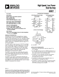 Datasheet AD827JR-REEL manufacturer Analog Devices
