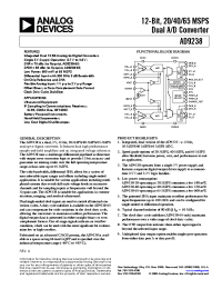 Datasheet AD9238BSTRL-65 производства Analog Devices