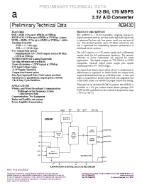 Datasheet AD9430BSV-170 производства Analog Devices