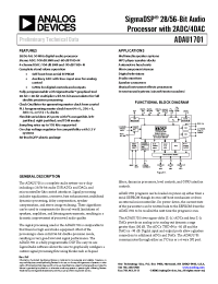 Datasheet ADAU1701 manufacturer Analog Devices