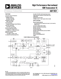 Datasheet ADF7021 manufacturer Analog Devices