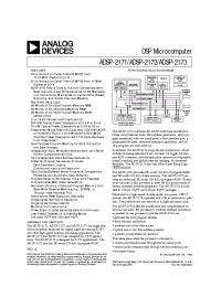 Datasheet ADSP-2171BS-133 manufacturer Analog Devices