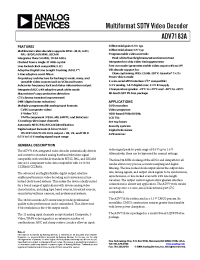 Datasheet ADV7183A manufacturer Analog Devices