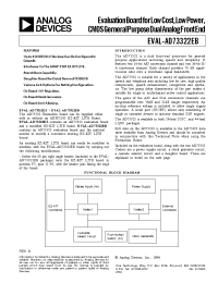 Datasheet EVAL-AD73322EB manufacturer Analog Devices