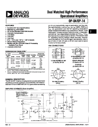 Datasheet OP14AJ manufacturer Analog Devices