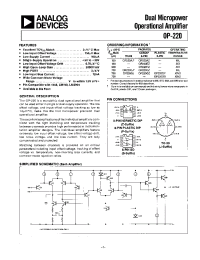 Datasheet OP-220FZ manufacturer Analog Devices