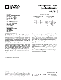Datasheet OP275GSR manufacturer Analog Devices