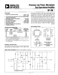 Datasheet OP-290ARC/883 manufacturer Analog Devices