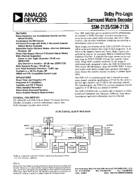 Datasheet SSM-2125 manufacturer Analog Devices
