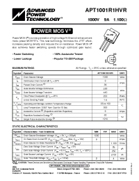 Datasheet APT1001R1HVR manufacturer APT