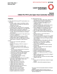 Datasheet FW322 manufacturer Agere