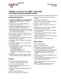 Datasheet FW802 manufacturer Agere