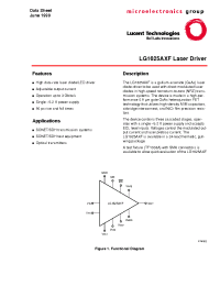 Datasheet LG1625AXF/D372 manufacturer Agere