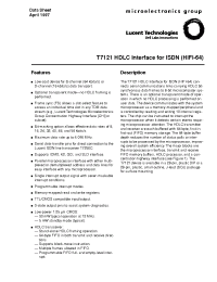 Datasheet T7121-EL2 manufacturer Agere