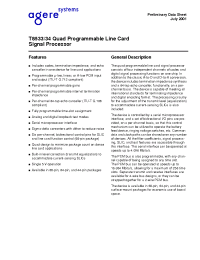 Datasheet T8533 manufacturer Agere