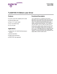 Datasheet TLAD0110G manufacturer Agere