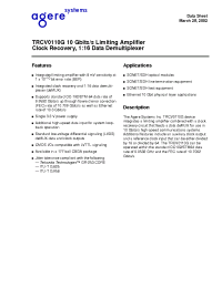 Datasheet TRCV0110G manufacturer Agere
