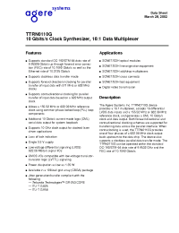 Datasheet TTRN0110G manufacturer Agere