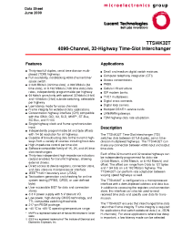 Datasheet TTSI4K32T3BAL manufacturer Agere