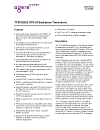 Datasheet TTSV02622V2-DB manufacturer Agere