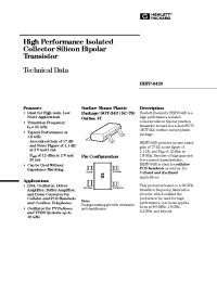 Datasheet HBFP-0420-BLK manufacturer Agilent