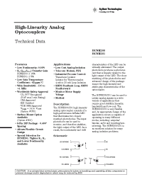 Datasheet HCNR2000.25 manufacturer Agilent