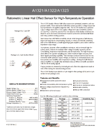 Datasheet A1321LLHLT manufacturer Allegro