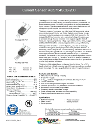 Datasheet ACS754SCB-200 manufacturer Allegro