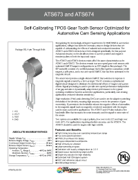 Datasheet ATS673 manufacturer Allegro