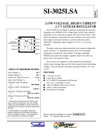 Datasheet SI-3025LSA manufacturer Allegro