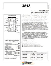 Datasheet UDN2543EB manufacturer Allegro