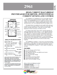 Datasheet UDN2961B manufacturer Allegro