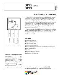 Datasheet UGN3177LT manufacturer Allegro