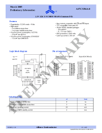 Datasheet AS7C3256A-8 manufacturer Alliance
